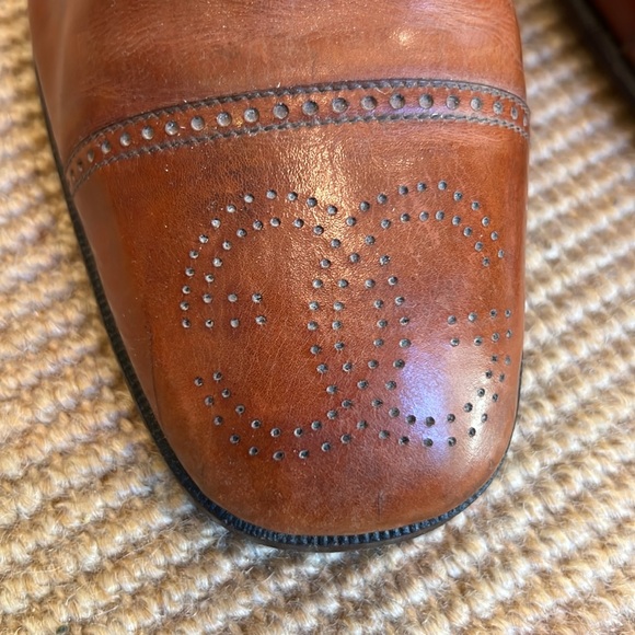 Vintage Men’s Gucci Light Brown Leather Oxford Shoe - Logo on Toe - Picture 3 of 12